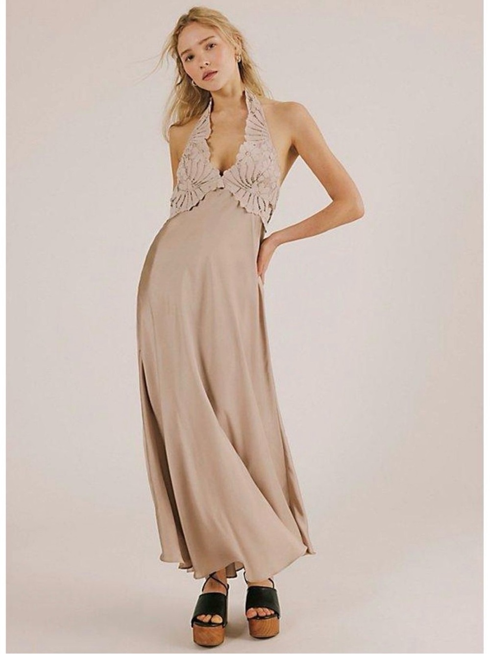 Free People Petal Party Midi Slip Dress in
Natural NWT S $128